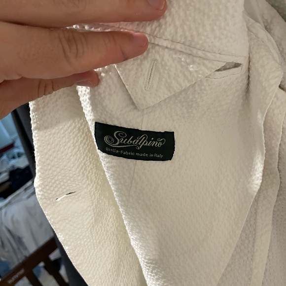 SUITSUPPLY White Double Breasted Seersucker Stretch Cotton Suit 40R Retail $799 - Picture 6 of 13